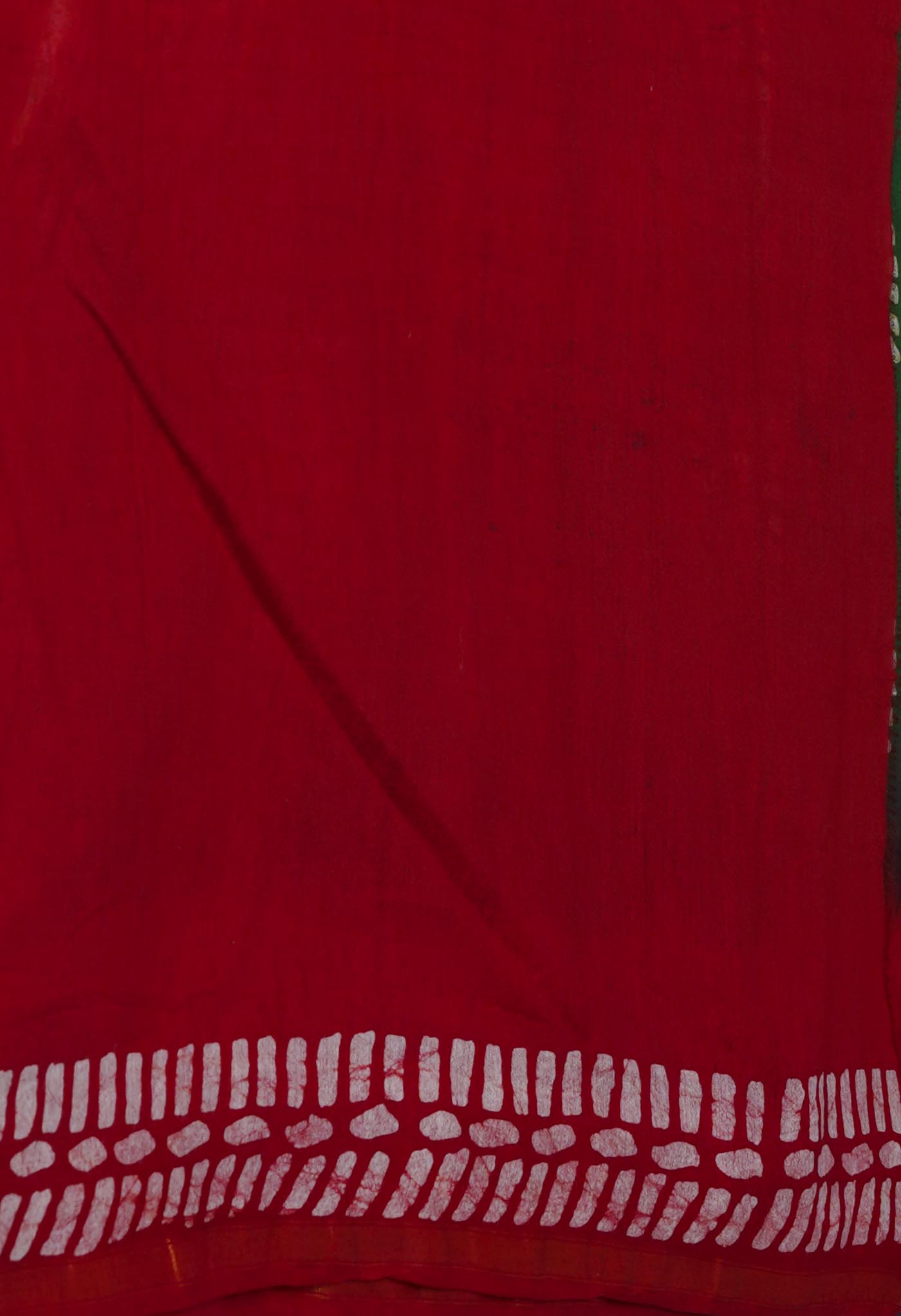 Green-Red Pure  Batik Chanderi Silk Saree-UNM70083