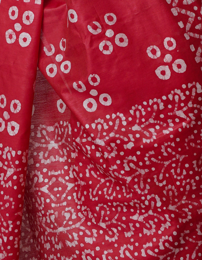 Burgundy Pure  Batik Chanderi Silk Saree-UNM70087