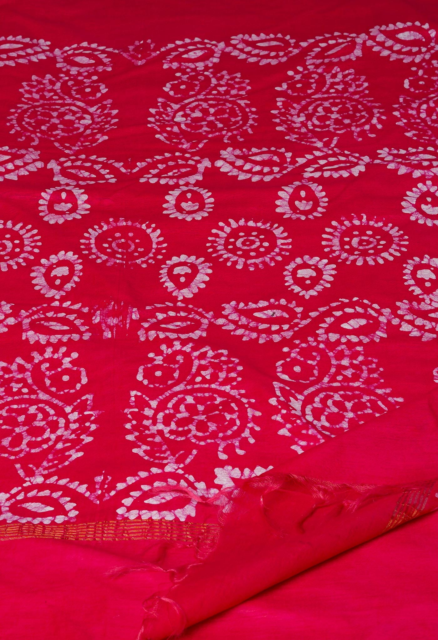 Pink Pure  Batik Chanderi Silk Saree-UNM70091