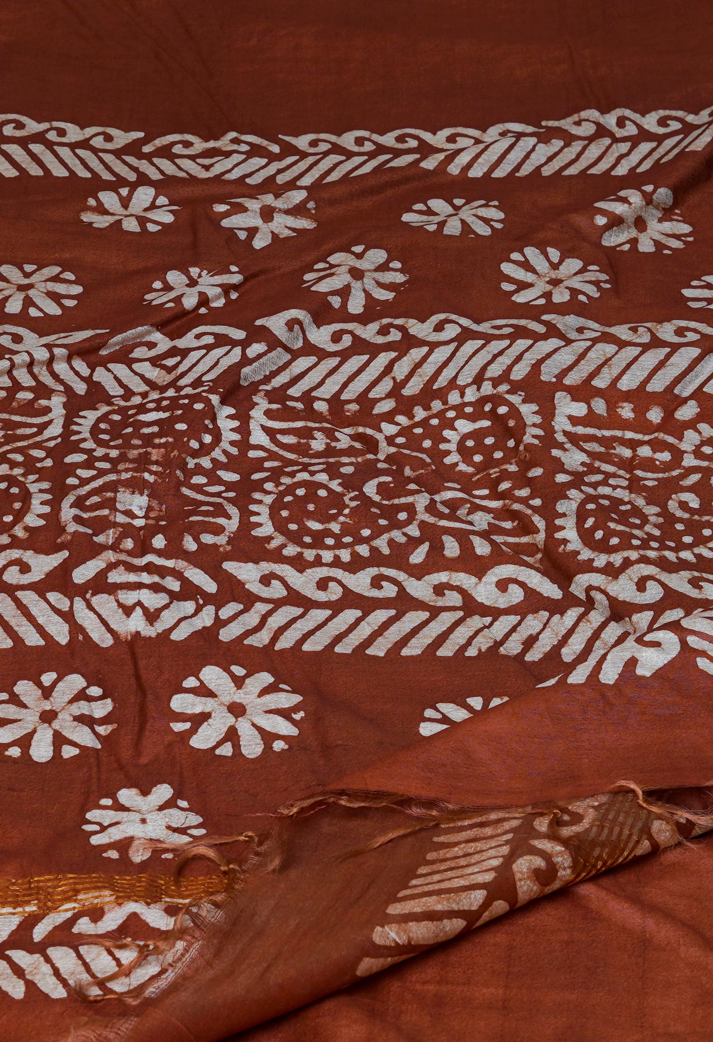 Brown Pure  Batik Chanderi Silk Saree-UNM70092