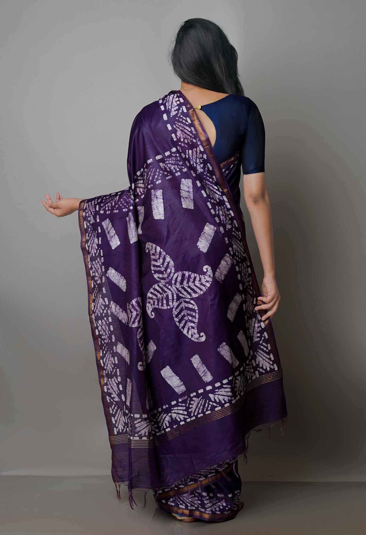 Violet Pure  Batik Chanderi Silk Saree-UNM70094