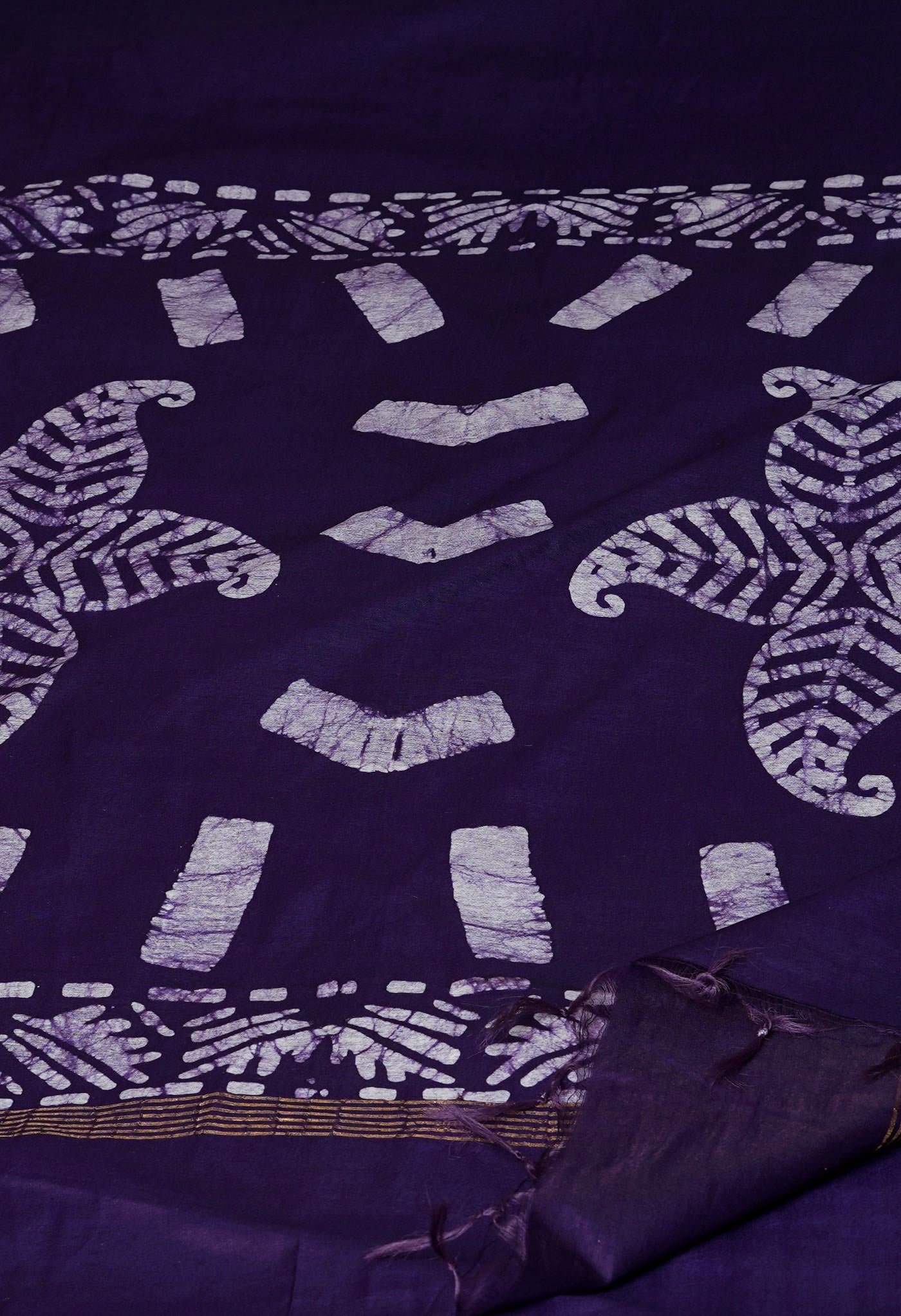 Violet Pure  Batik Chanderi Silk Saree-UNM70094
