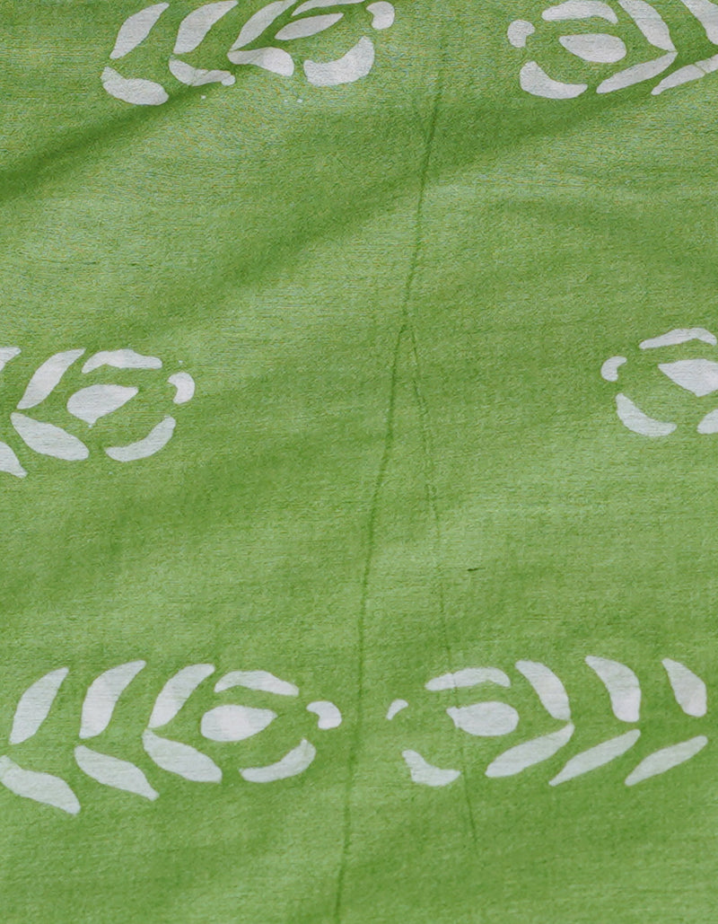 Green Pure  Batik Chanderi Silk Saree-UNM70099