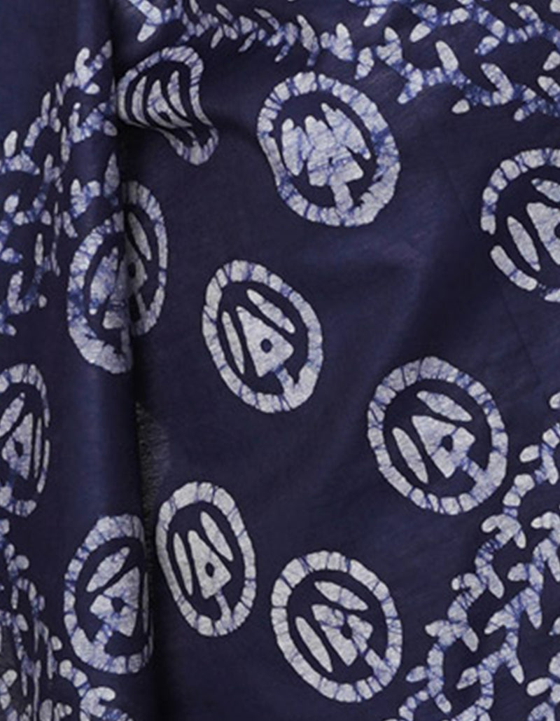 Navy Blue Pure  Batik Chanderi Silk Saree-UNM70109