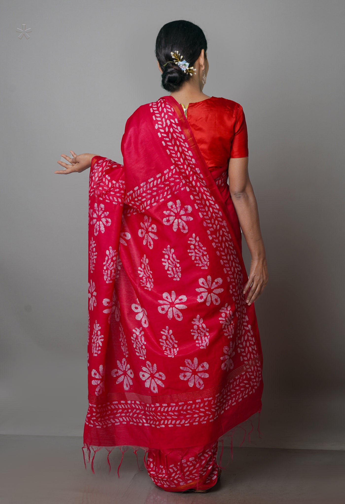 Pink Pure  Batik Chanderi Silk Saree-UNM70110
