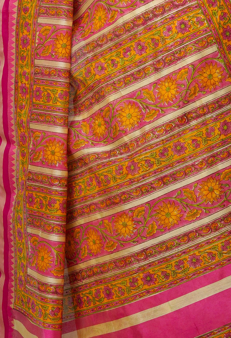 Cream Pure Handloom Chanderi  Sico Saree-UNM70118