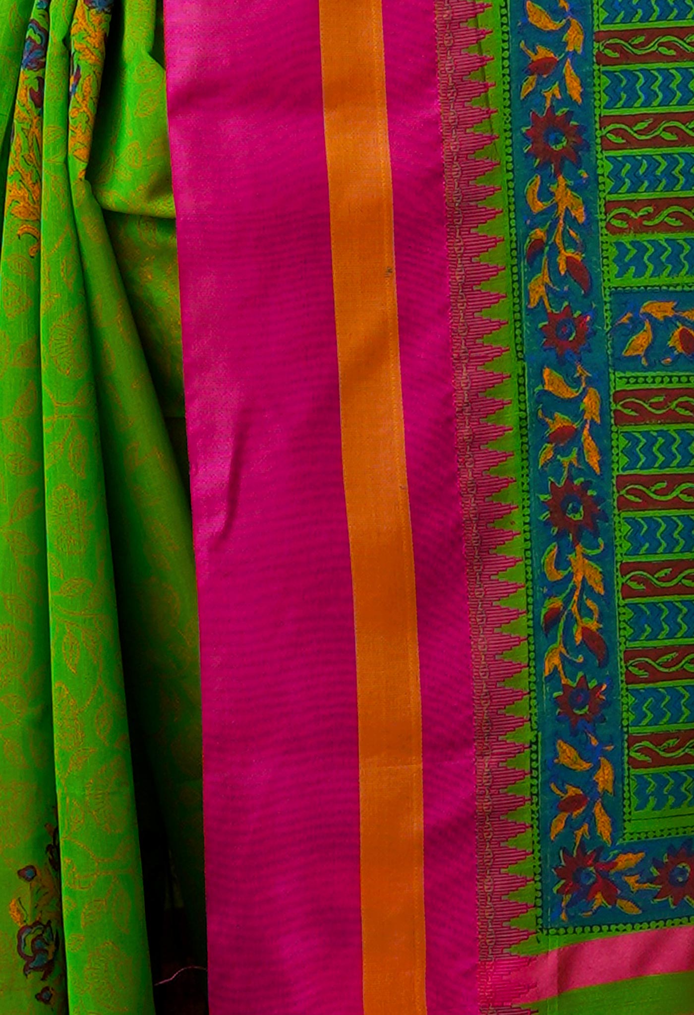 Green Pure Handloom Chanderi  Sico Saree-UNM70121