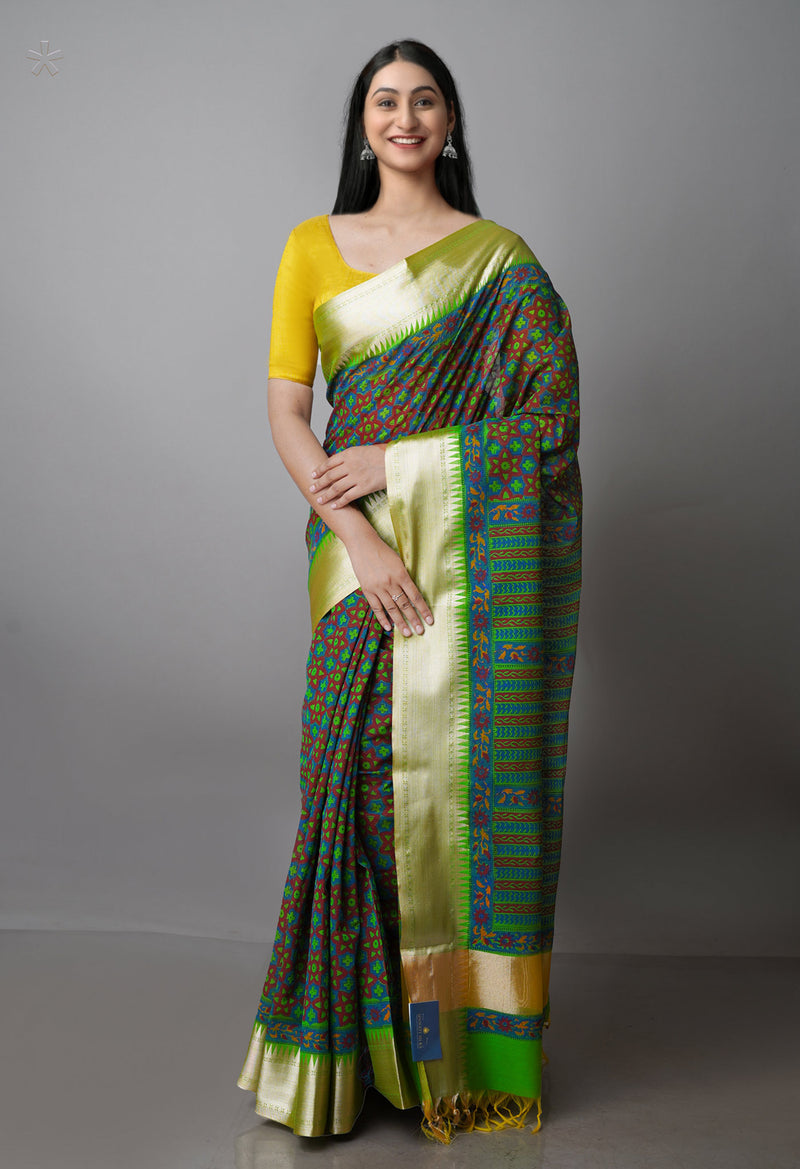 Multi Pure Handloom Chanderi  Sico Saree-UNM70128