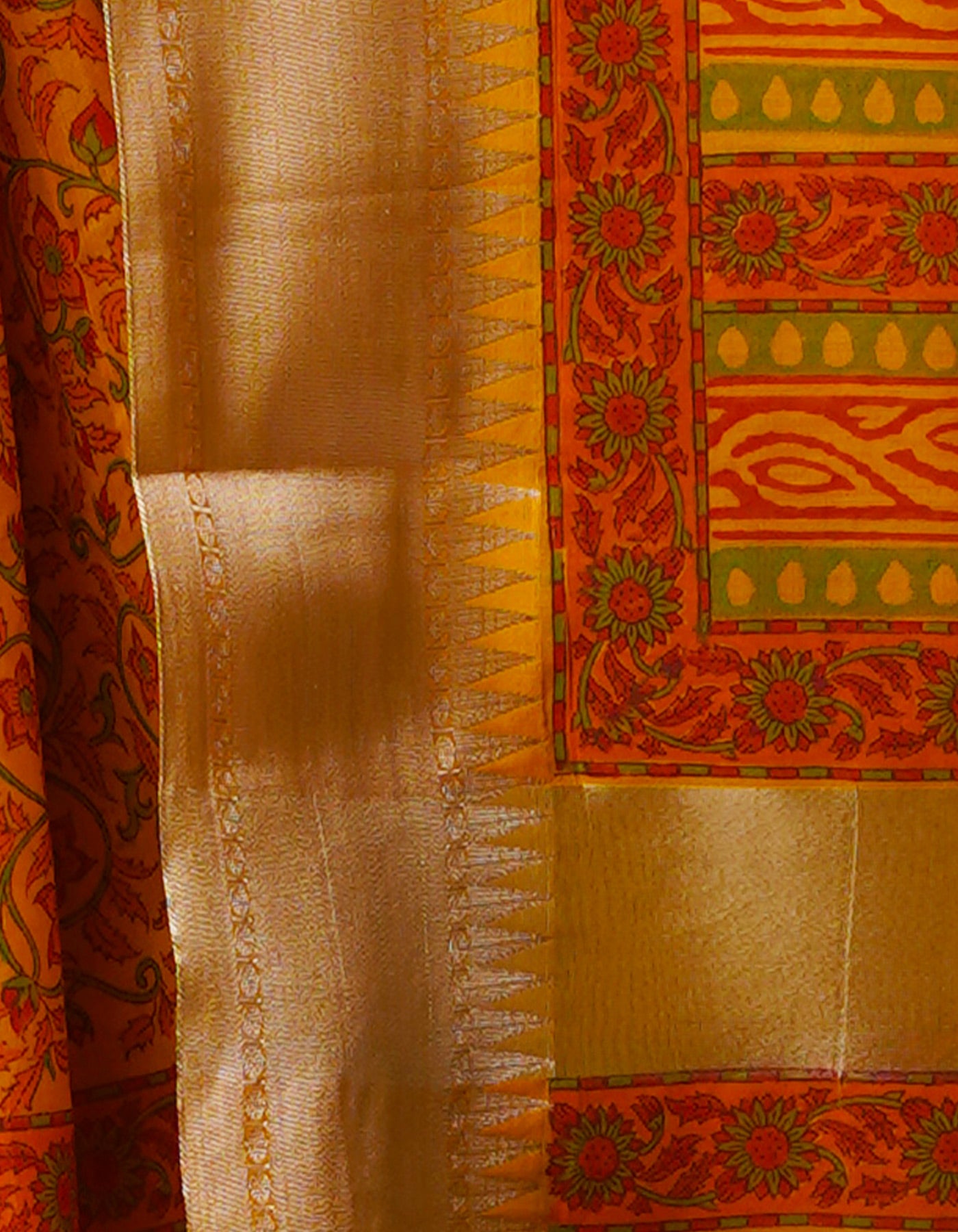 Turmeric Yellow Pure Handloom Chanderi  Sico Saree-UNM70129