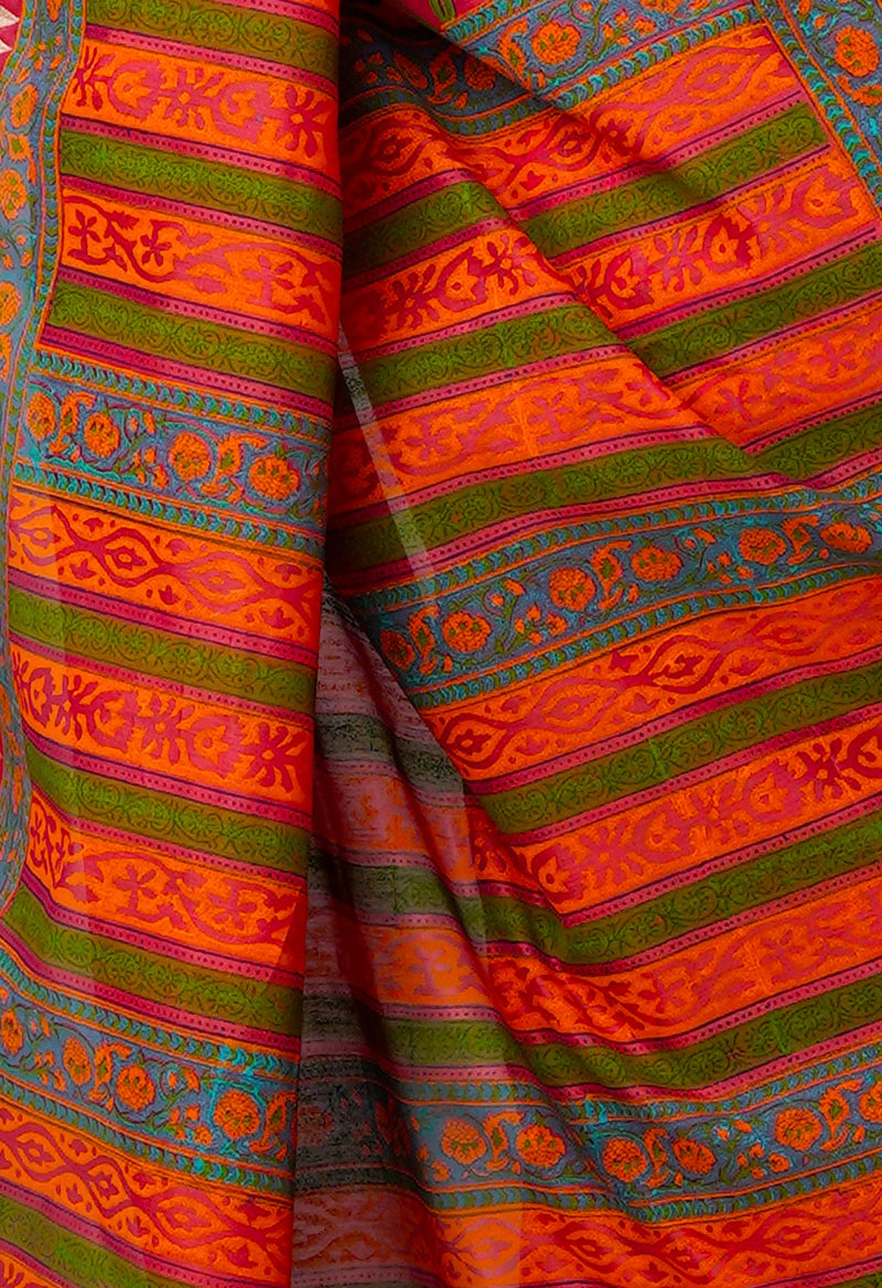 Imperial Red Pure Handloom Chanderi  Sico Saree-UNM70131