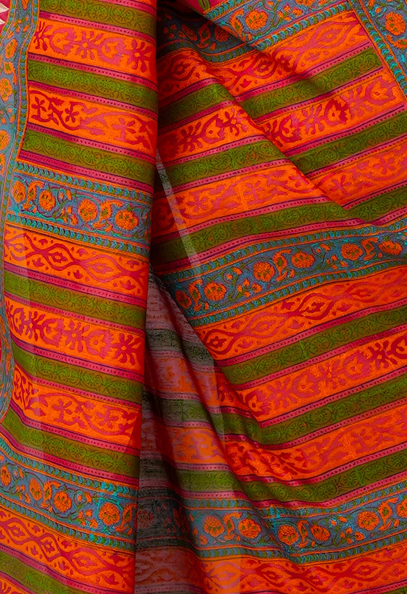 Imperial Red Pure Handloom Chanderi  Sico Saree-UNM70131