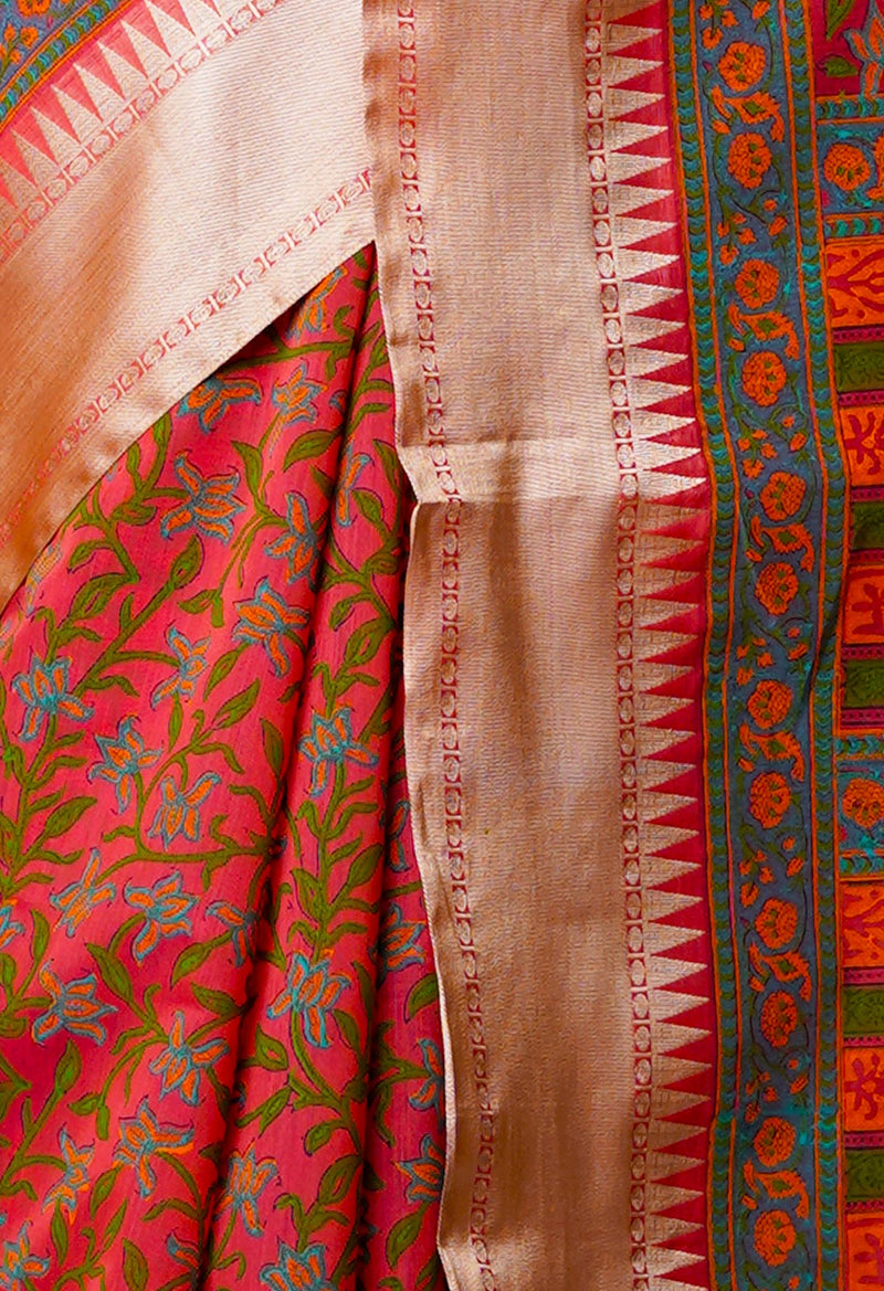 Imperial Red Pure Handloom Chanderi  Sico Saree-UNM70131