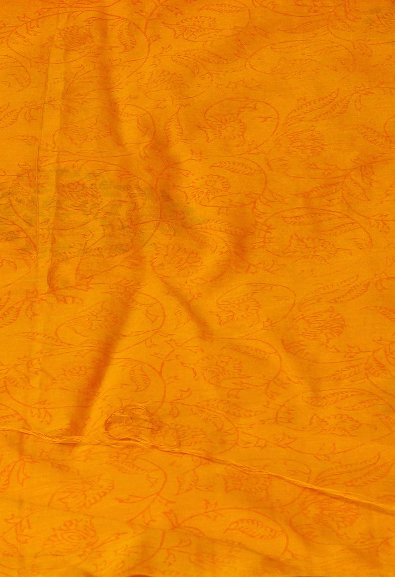 Turmeric Yellow Pure Handloom Chanderi  Sico Saree-UNM70133
