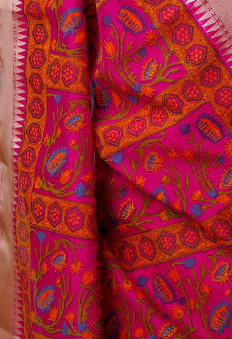 Pink Pure Handloom Chanderi  Sico Saree-UNM70134