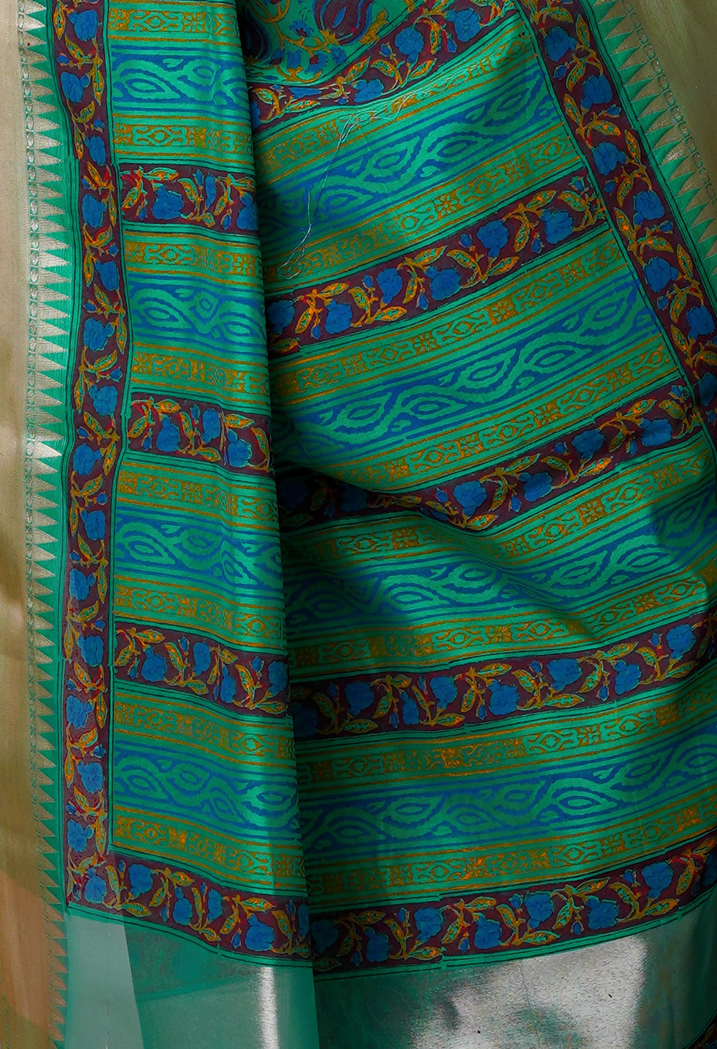 Sea Green Pure Handloom Chanderi  Sico Saree-UNM70135