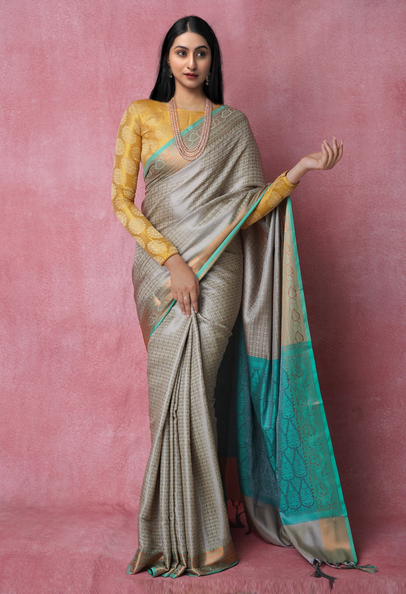 Cream  Fancy Banarasi Silk Saree-UNM70144