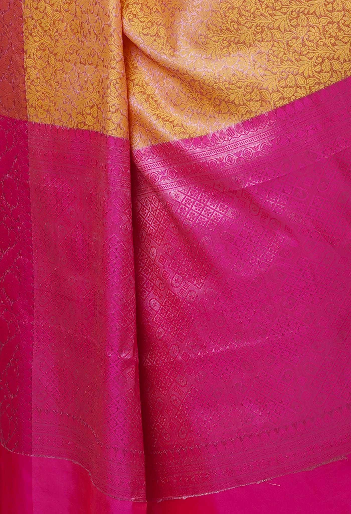Pink-Yellow  Fancy Banarasi Silk Saree-UNM70150