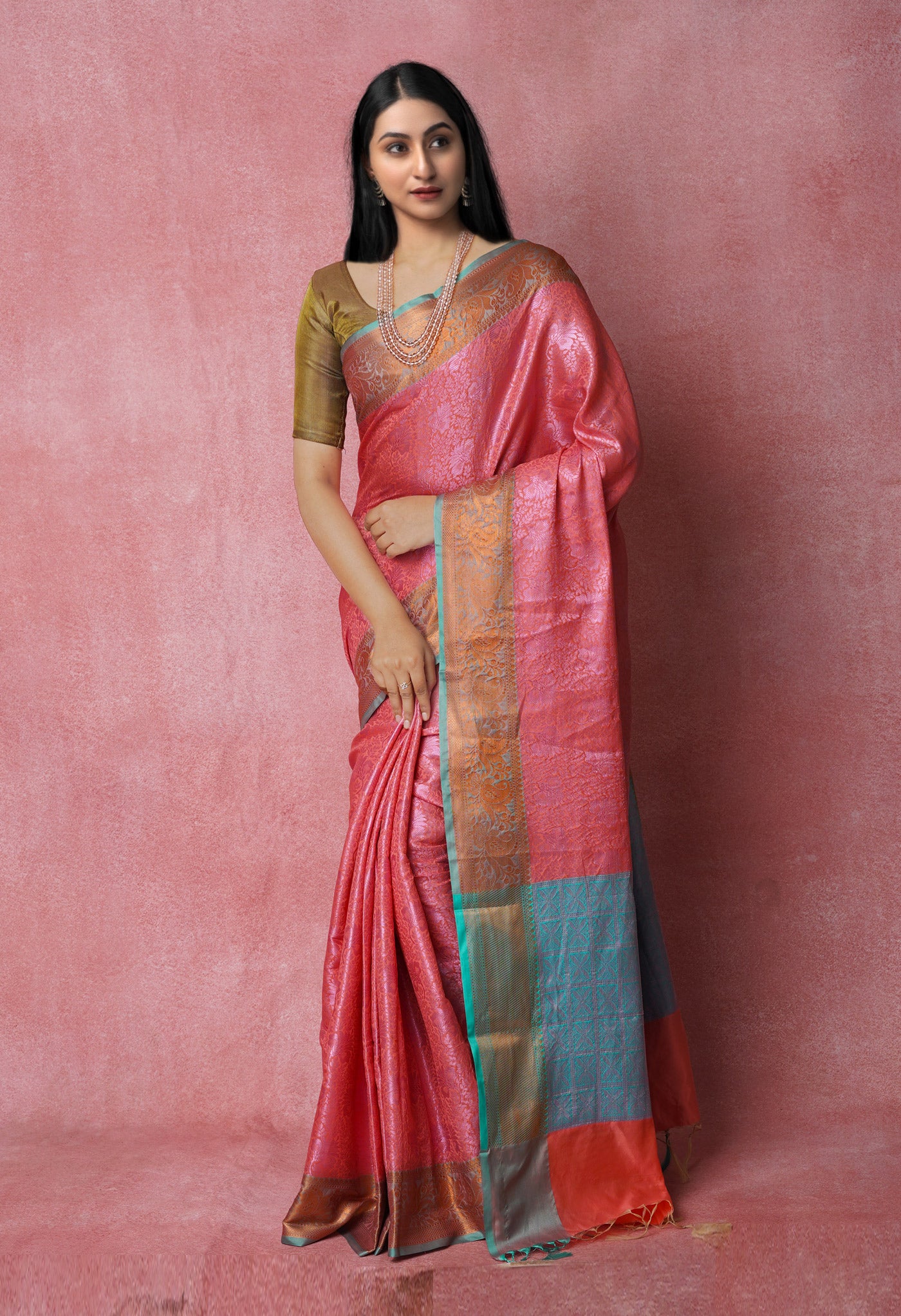 Baby Pink  Fancy Banarasi Silk Saree-UNM70155