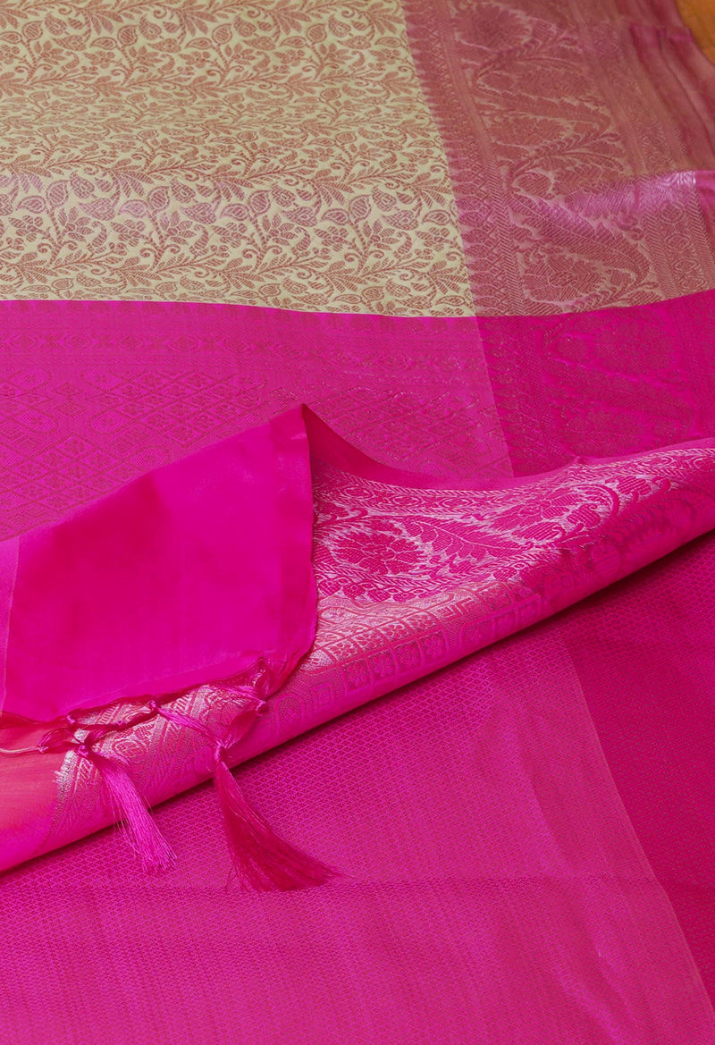 Cream  Fancy Banarasi Silk Saree-UNM70156