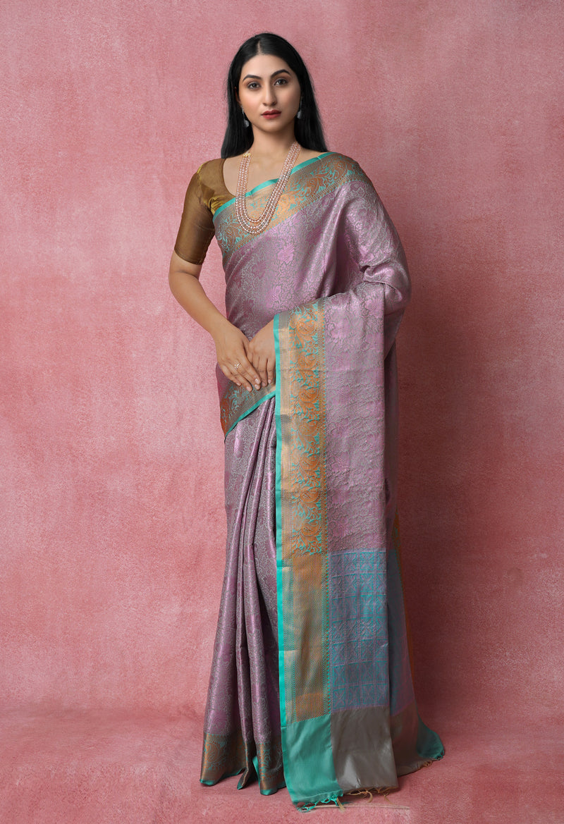 Grey  Fancy Banarasi Silk Saree-UNM70159