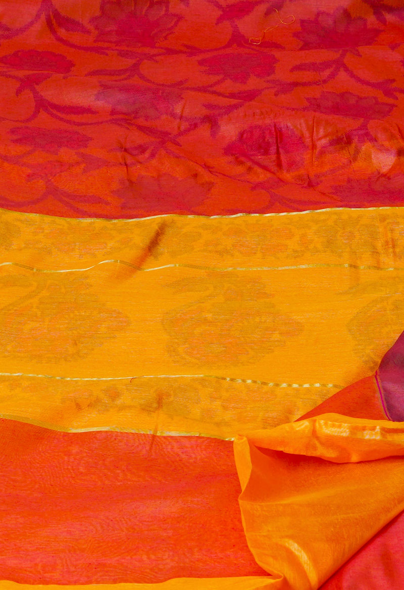 Orange  Digital Printed Chanderi  Sico Saree-UNM70161
