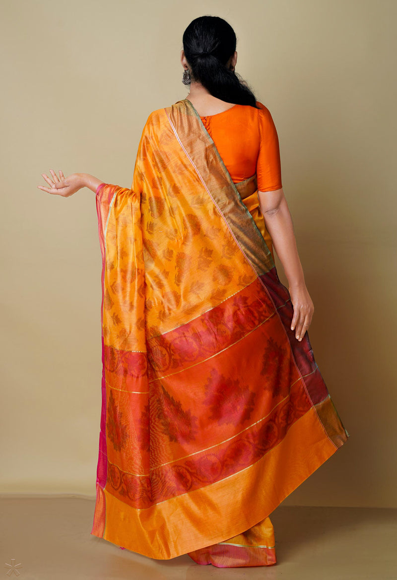 Yellow  Digital Printed Chanderi  Sico Saree-UNM70164
