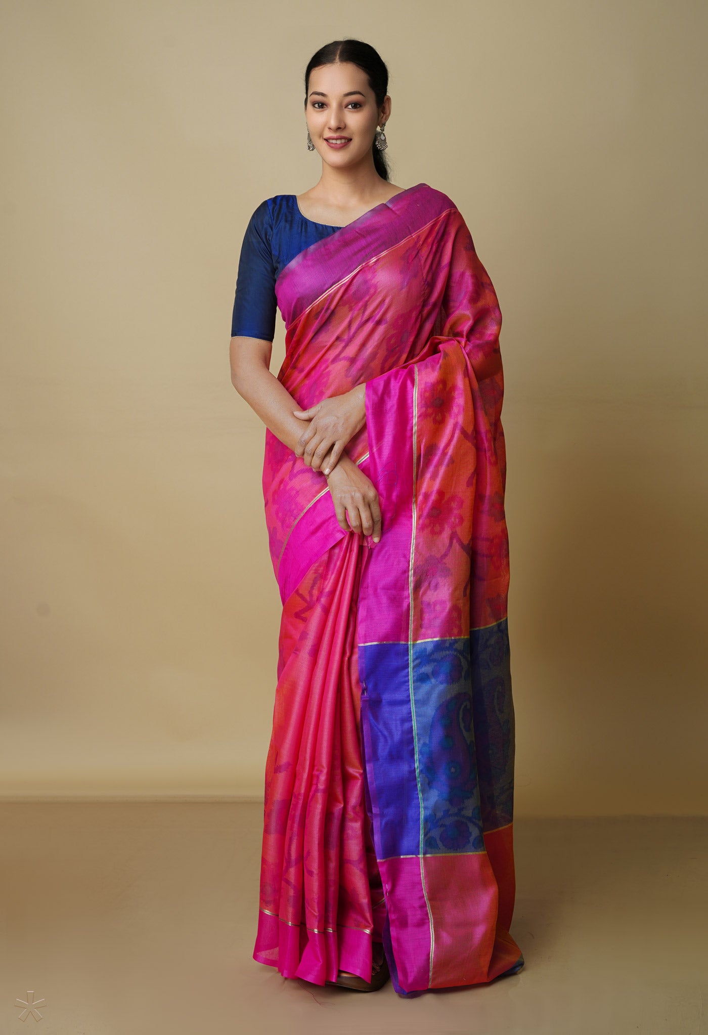 Pink  Digital Printed Chanderi  Sico Saree-UNM70176