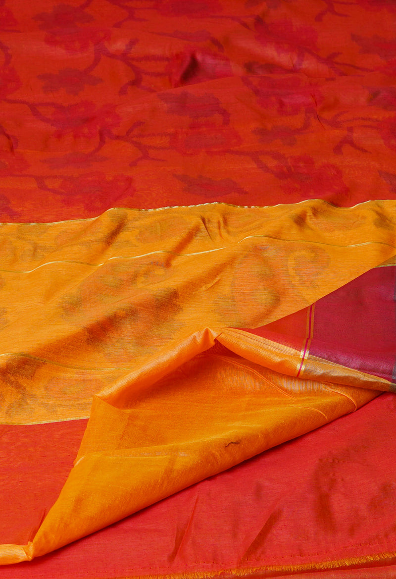 Orange  Digital Printed Chanderi  Sico Saree-UNM70179