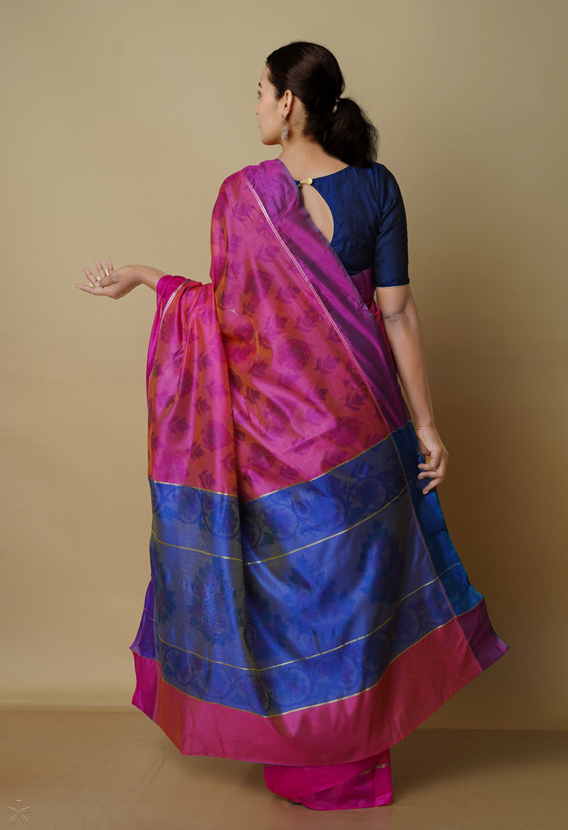 Pink  Digital Printed Chanderi  Sico Saree-UNM70181