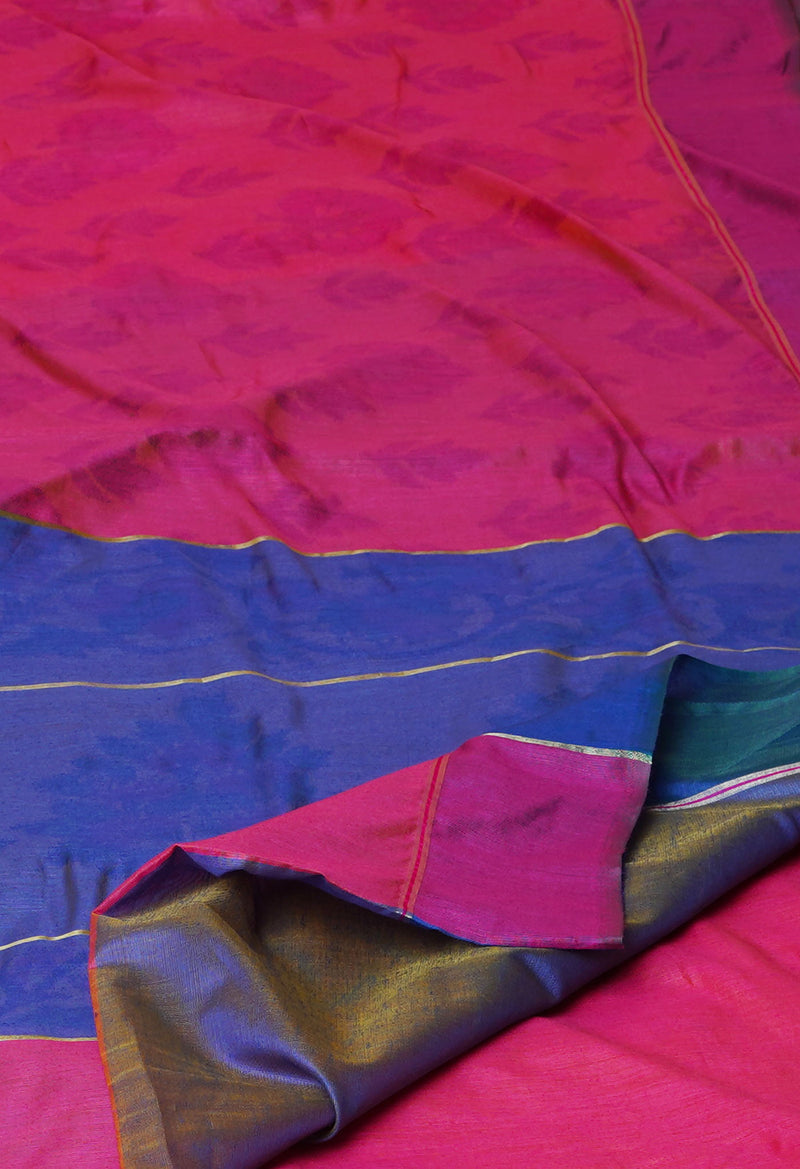 Pink  Digital Printed Chanderi  Sico Saree-UNM70181