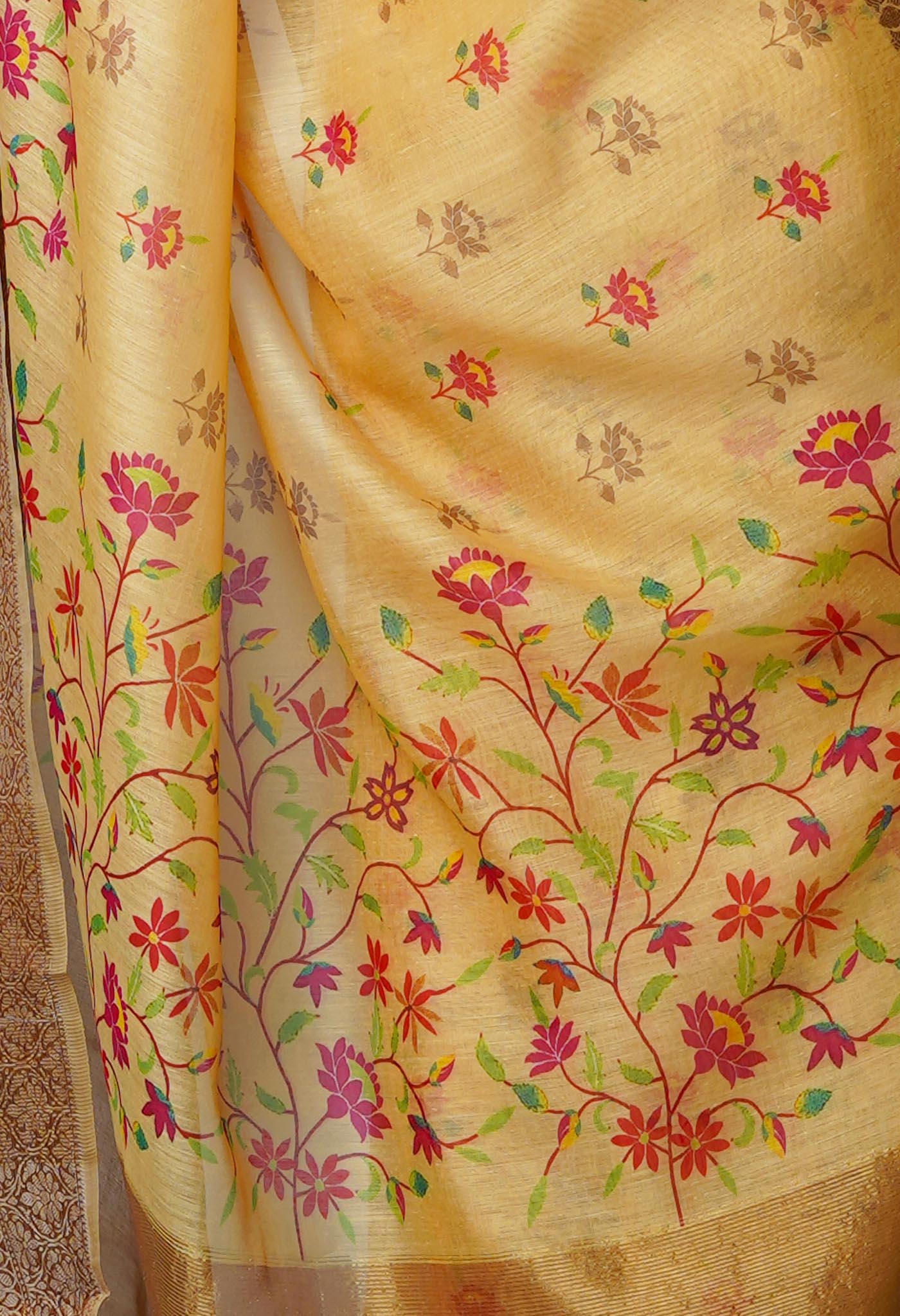 Sepia  Chanderi  Silk Saree-UNM70185