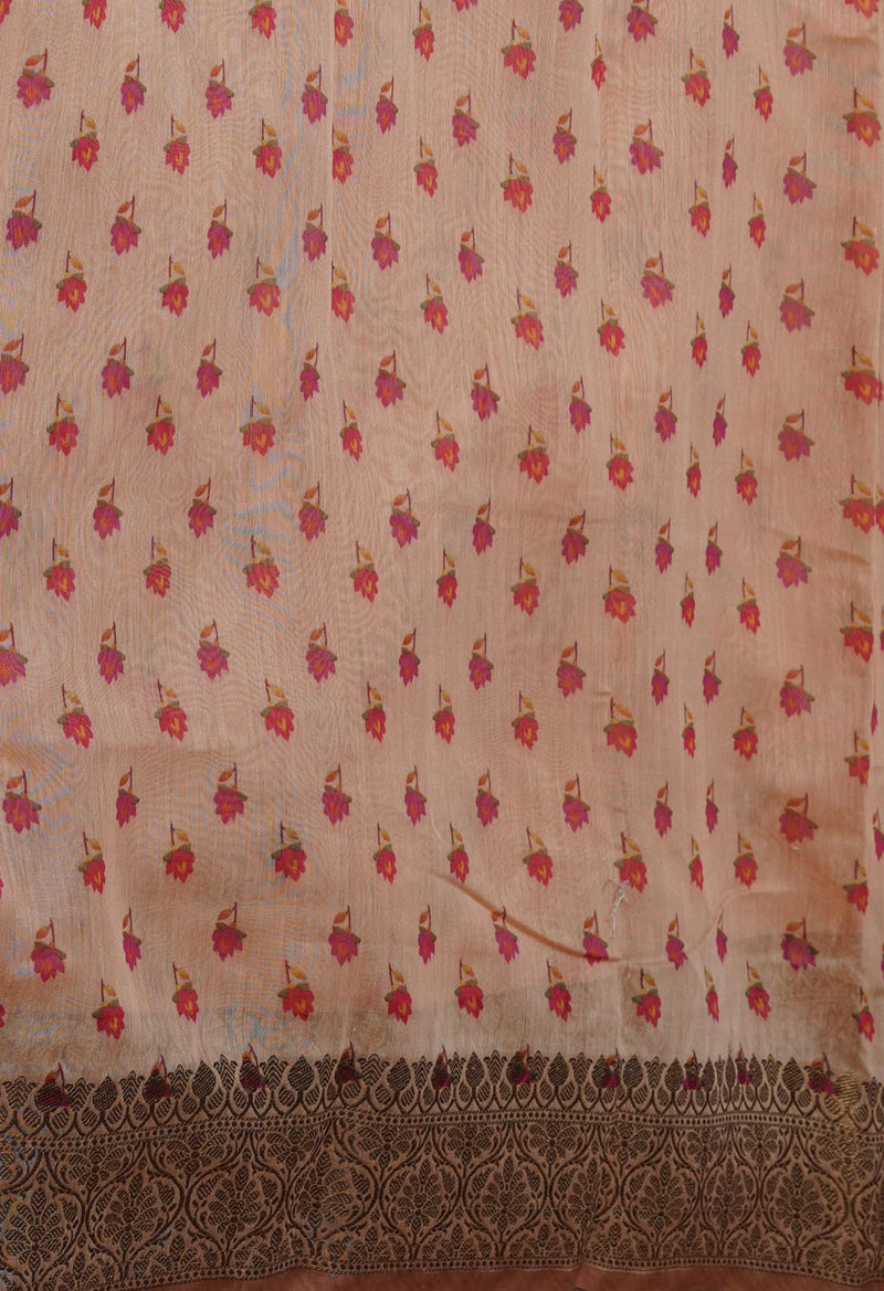 Peach Orange  Chanderi  Silk Saree-UNM70190