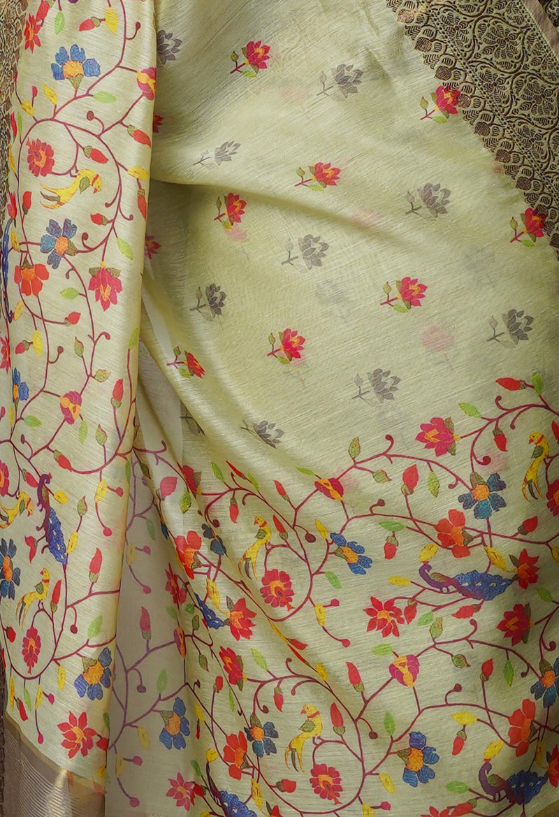Moss Green  Chanderi  Silk Saree-UNM70192