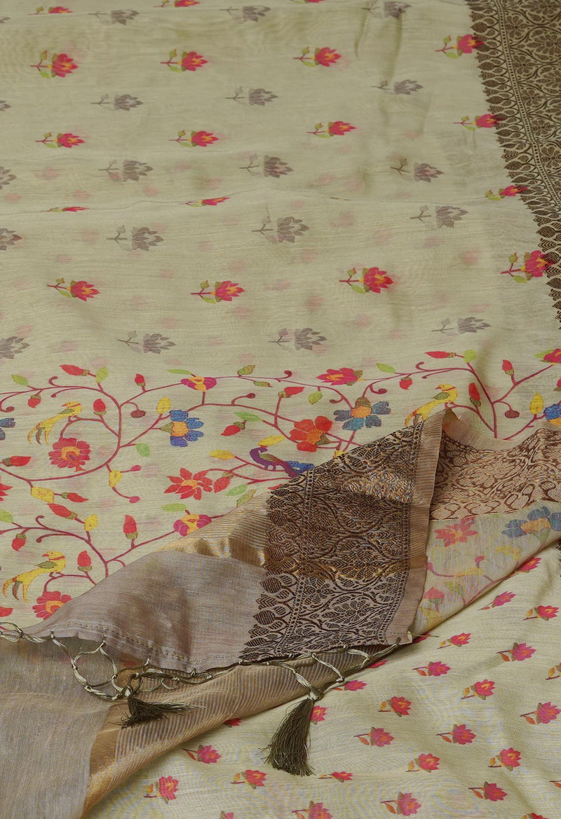 Moss Green  Chanderi  Silk Saree-UNM70192