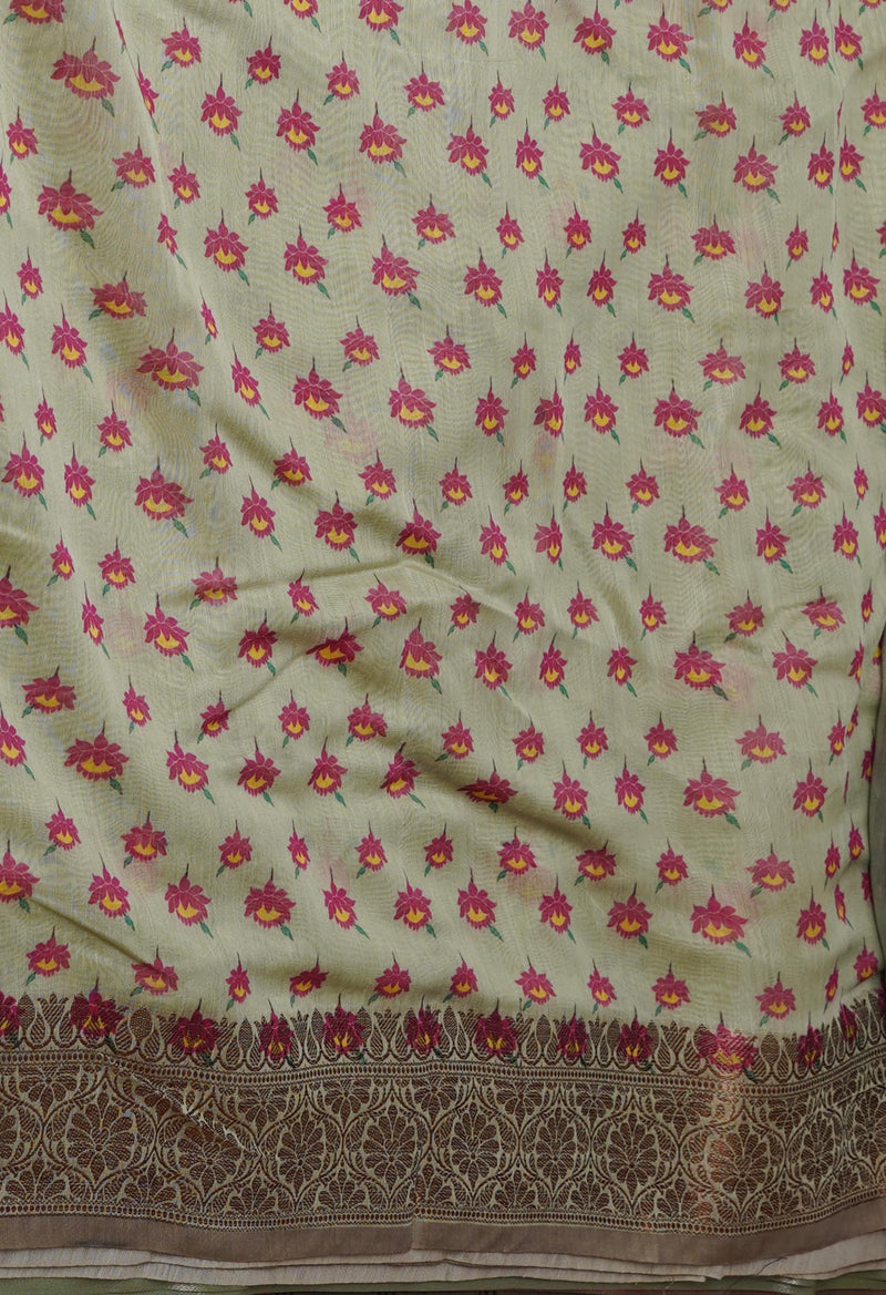 Moss Green  Chanderi  Silk Saree-UNM70193