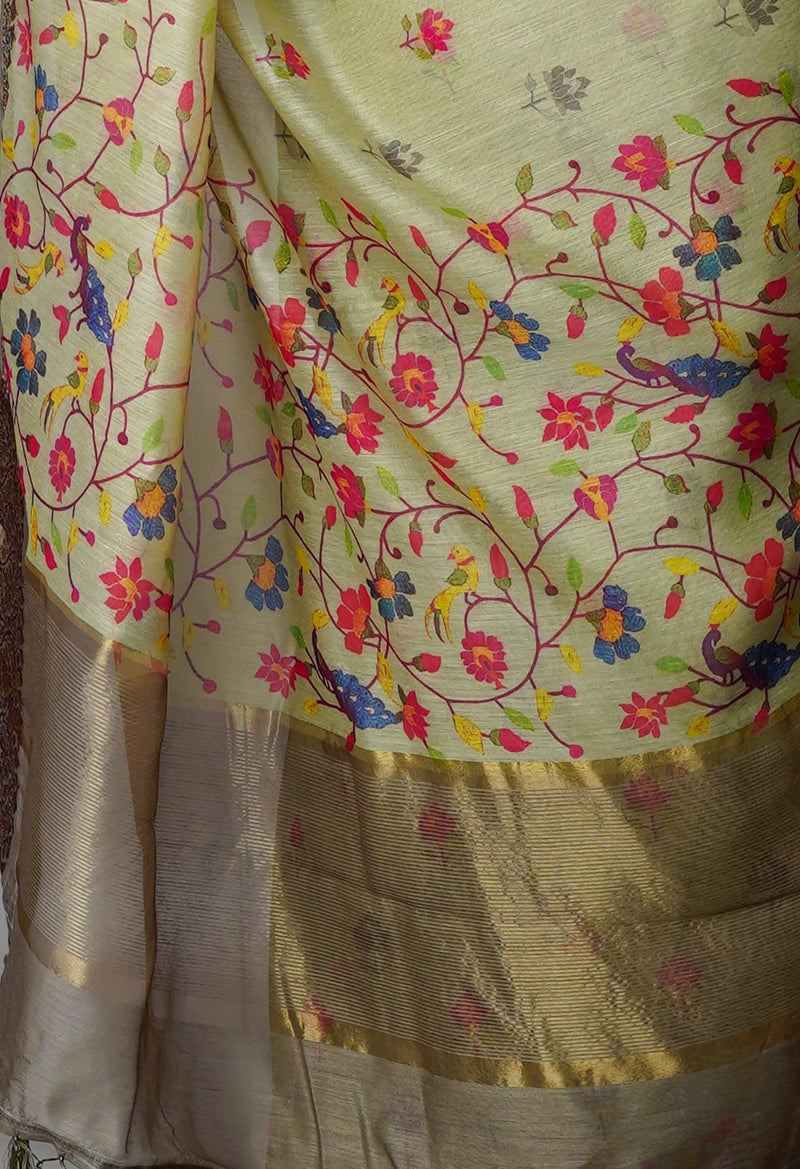 Moss Green  Chanderi  Silk Saree-UNM70193