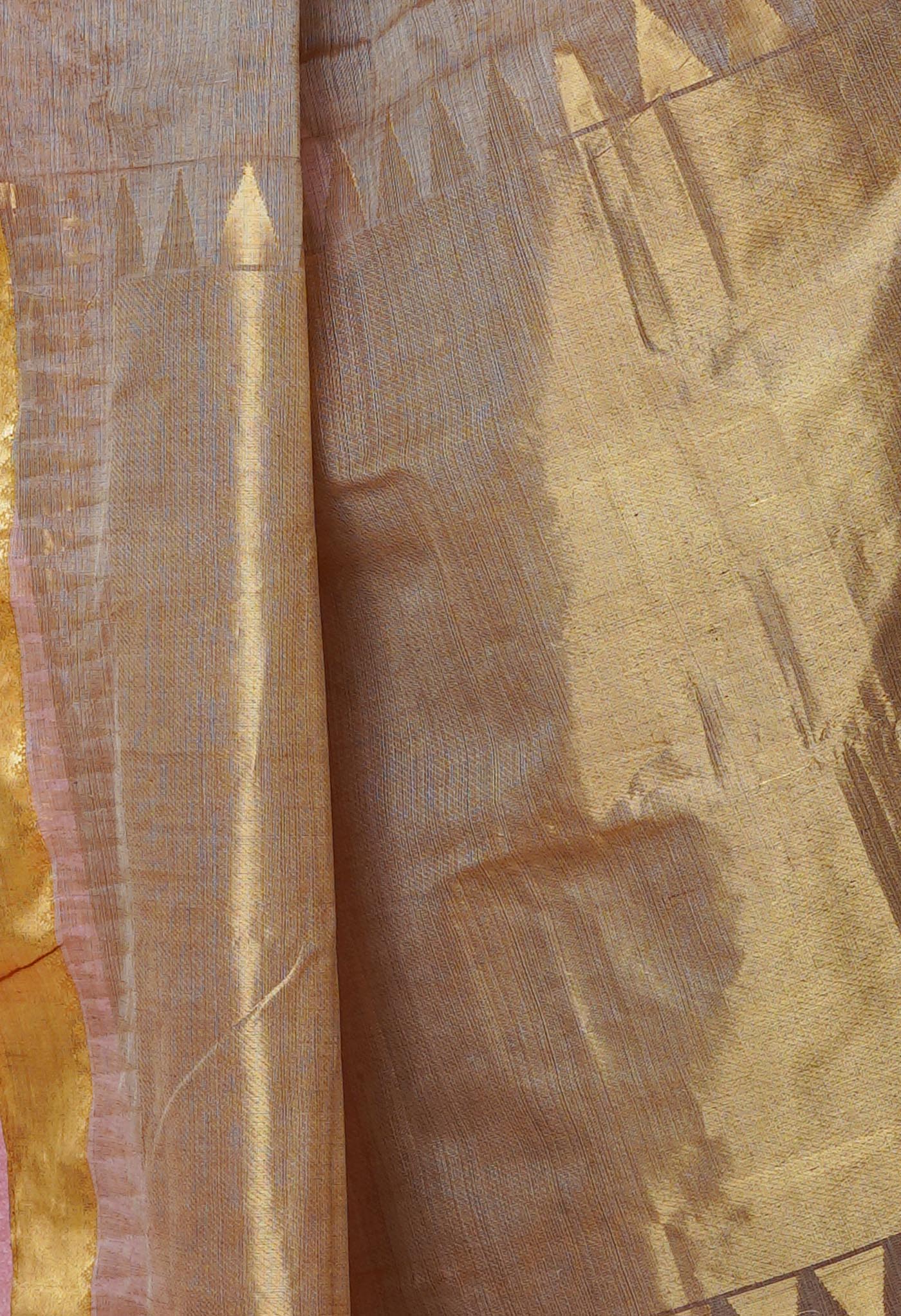 Light Brown Pure Handloom Tussar Jamdhani Bengal Cotton Saree-UNM70195