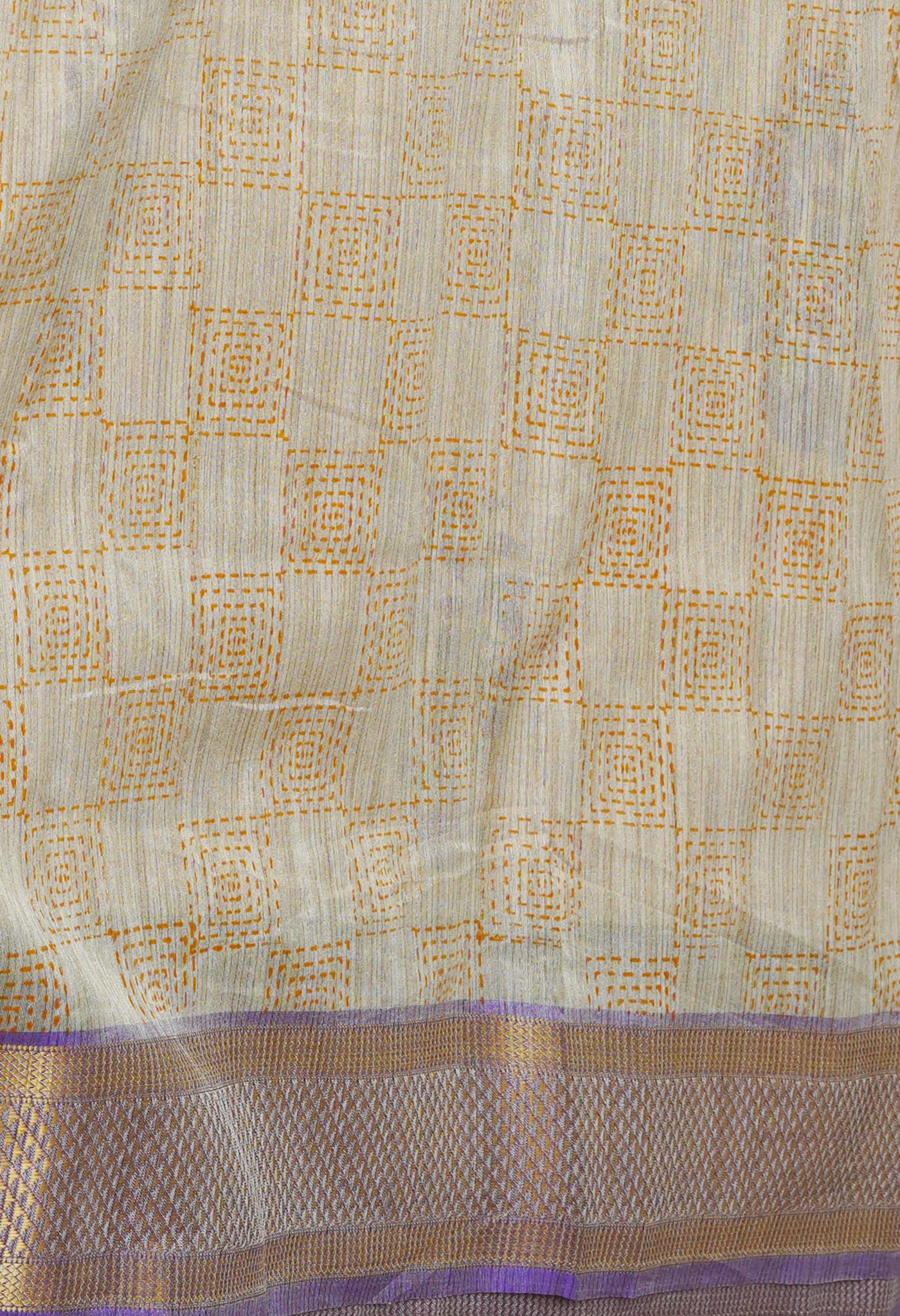 Cream Pure Handloom Bengal Tussar  Silk Saree-UNM70208