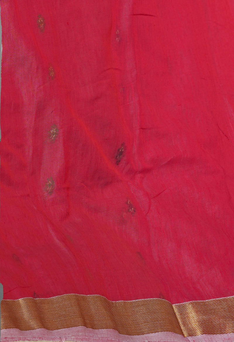 Pink Pure Handloom Dhakai Jamdhani Cotton Silk Saree-UNM70224