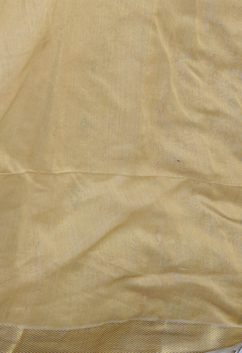 Beige Pure Handloom Dhakai Jamdhani Cotton Silk Saree-UNM70225