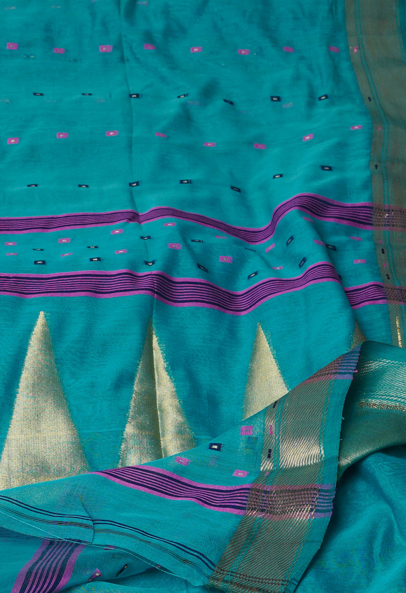 Sky Blue Pure Handloom Dhakai Jamdhani Cotton Silk Saree-UNM70229