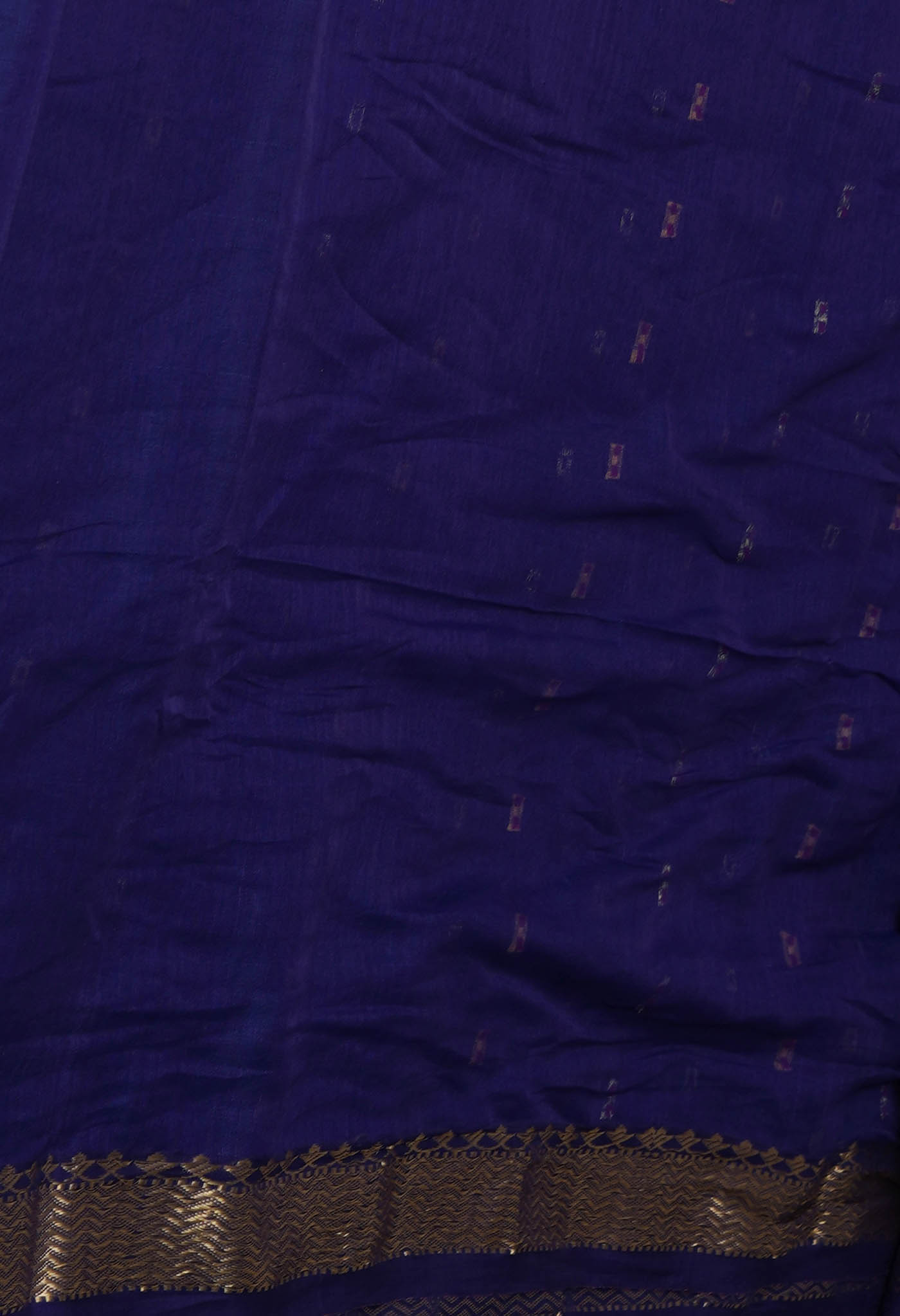 Navy Blue Pure Handloom Dhakai Jamdhani Cotton Silk Saree-UNM70230