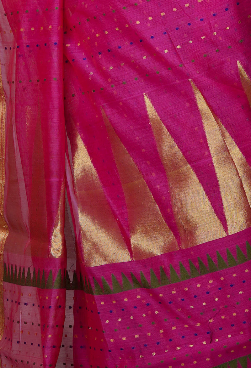Pink Pure Handloom Dhakai Jamdhani Cotton Silk Saree-UNM70232