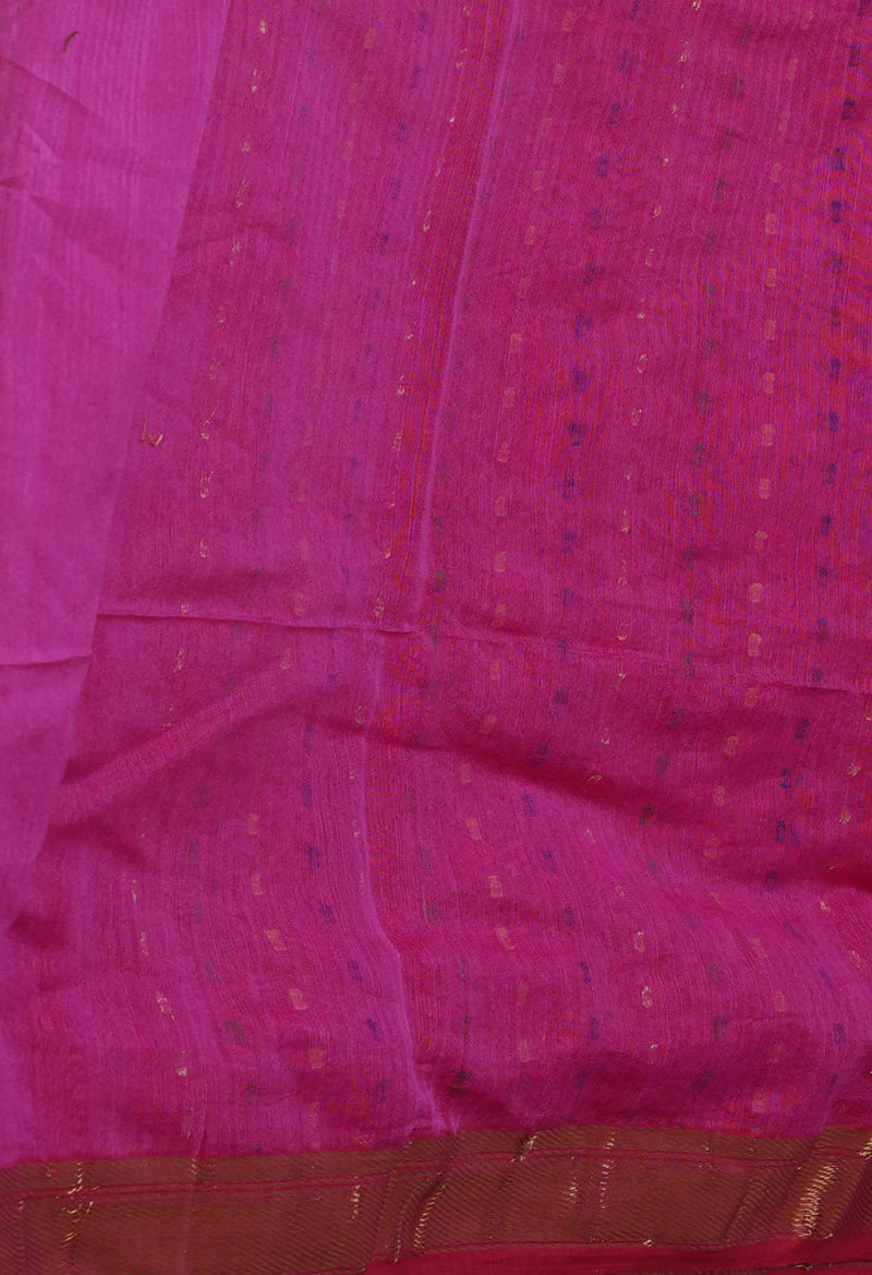 Pink Pure Handloom Dhakai Jamdhani Cotton Silk Saree-UNM70232