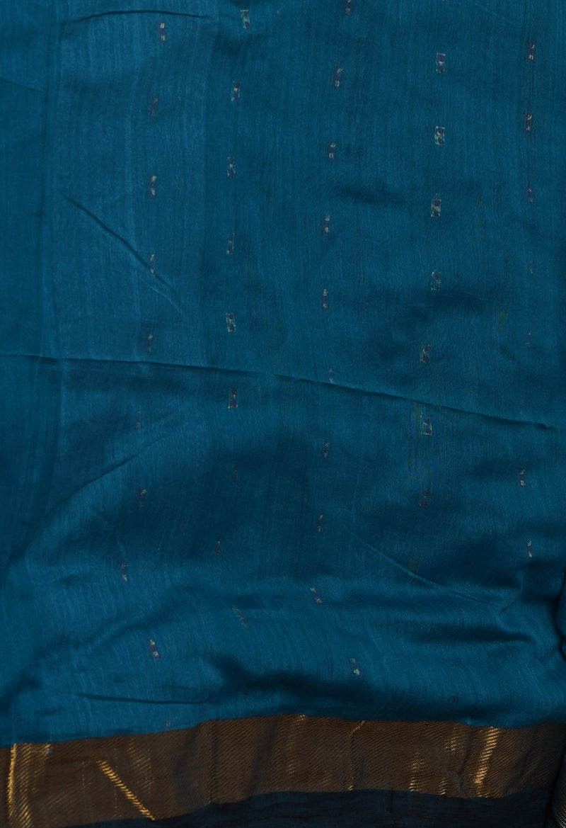 Sky Blue Pure Handloom Dhakai Jamdhani Cotton Silk Saree-UNM70233