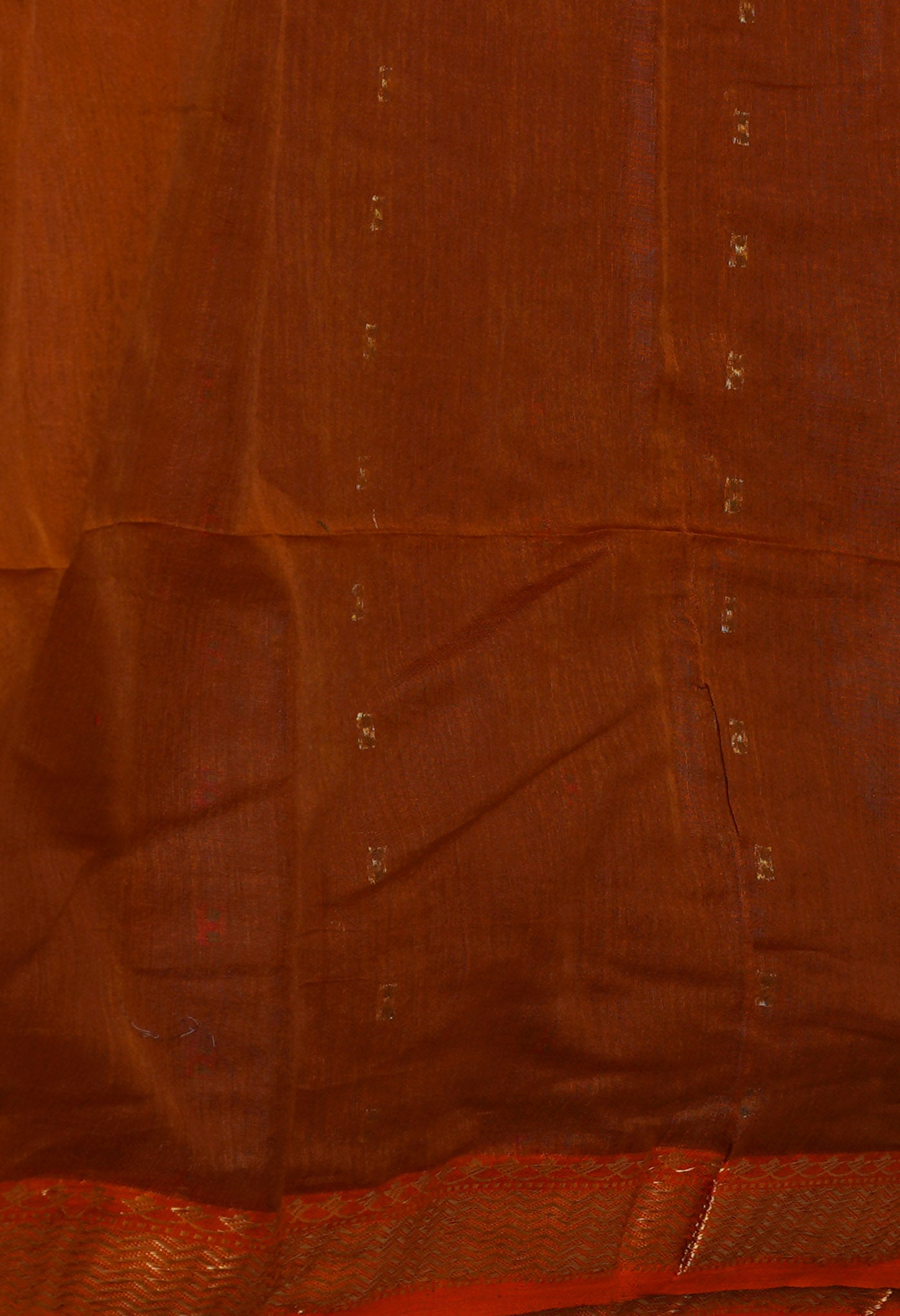 Orange Pure Handloom Dhakai Jamdhani Cotton Silk Saree