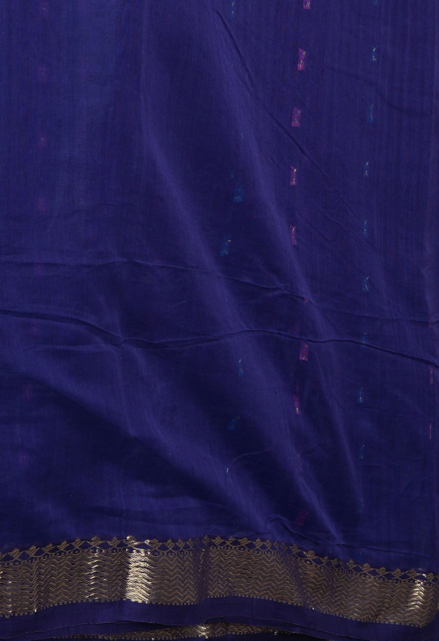 Dark Blue Pure Handloom Dhakai Jamdhani Cotton Silk Saree-UNM70247
