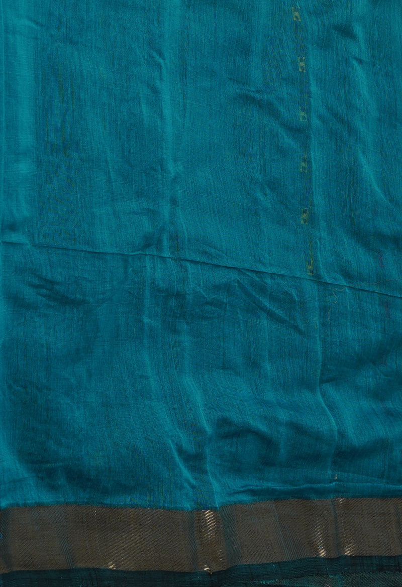 Sky Blue Pure Handloom Dhakai Jamdhani Cotton Silk Saree-UNM70251