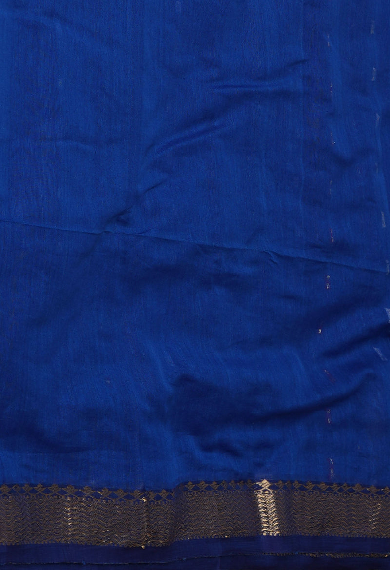Dark Blue Pure Handloom Dhakai Jamdhani Cotton Silk Saree-UNM70252