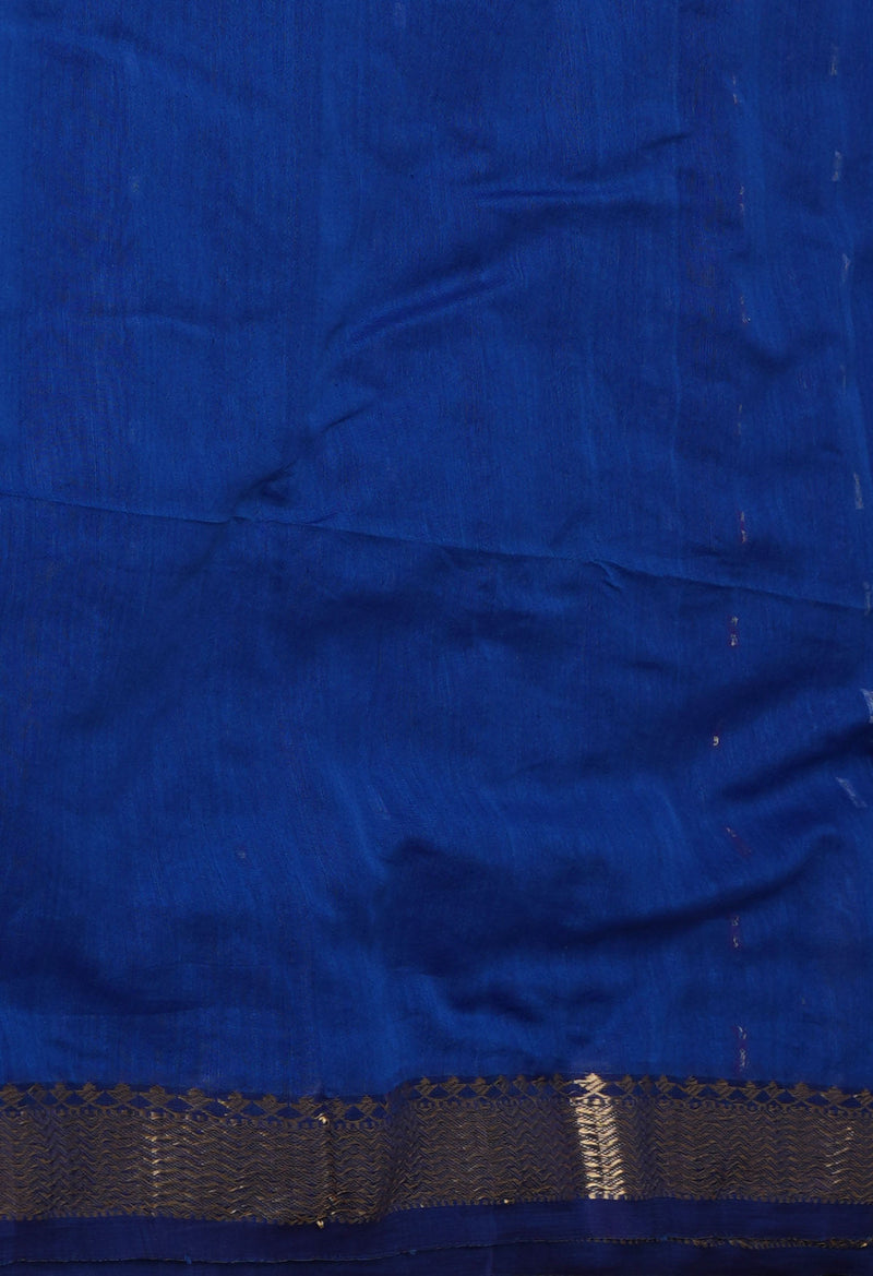 Dark Blue Pure Handloom Dhakai Jamdhani Cotton Silk Saree-UNM70252